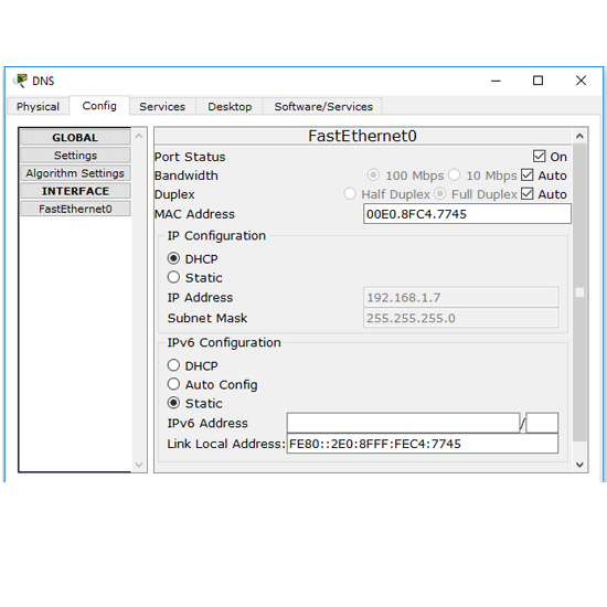 Adresse IP du serveur DNS