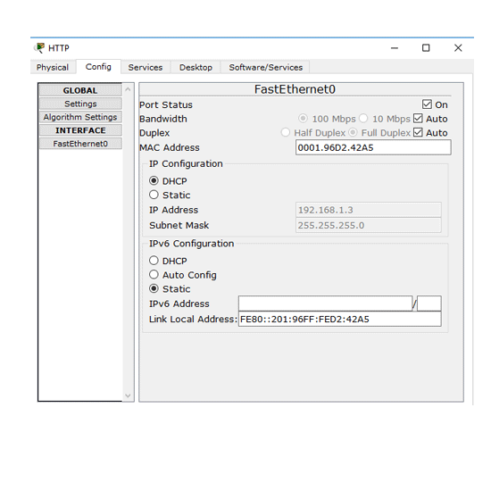 Adresse IP du serveur HTTP